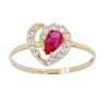 14ct Yellow Gold Red Heart Cubic Zirconia Stone Set Ring
