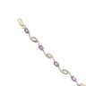 9ct Yellow Gold 0.05ct Single Cut Diamond and Amethyst Bracelet 8"