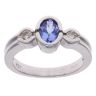 14ct White Gold 0.15ct Diamond and Tanzanite Three Stone Ring