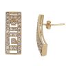 9ct Yellow Gold Cubic Zirconia Greek Key Drop Earrings