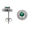 Silver Cubic Zirconia and Green Gemstone Cluster Stud Earrings By Icesia