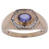 9ct Yellow Gold 0.30ct Diamond and Tanzanite Cluster Signet Ring