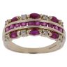 9ct Yellow Gold 0.10ct Diamond and Ruby Three Row Ring