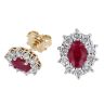 9ct Yellow Gold Ruby and Diamond Cluster Earrings