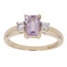9ct Yellow Gold Amethyst and Cubic Zirconia Ring