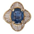 18ct Yellow Gold 1.94ct Baguette Cut Diamond and Sapphire Cluster Ring