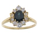 18ct Yellow Gold 0.40ct Brilliant Cut Diamond and Sapphire Cluster Ring