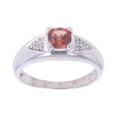 9ct White Gold 0.05ct Diamond and Andesine Ring