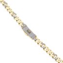 14ct Yellow Gold Monaco Curb Classic Alternate 3 Plus 1 Cubic Zirconia Pave Lock Chain 18"