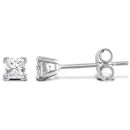 18ct White Gold 0.50ct Princess Cut 4 Claw Diamond Stud Earrings