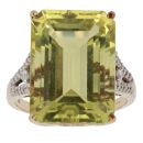 9ct Yellow Gold 0.15ct Diamond and Prasiolite Ring