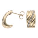 9ct Yellow Gold 0.20ct Diamond Wave Half Hoop Earrings
