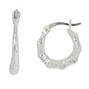 Silver Frosted Bamboo Hoop Earrings By Icesia