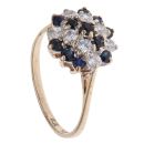 9ct Yellow Gold Cubic Zirconia and Sapphire Cluster Ring