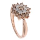 9ct Rose Gold 1.00ct Brilliant Cut Colourless And Brown Diamond Cluster Ring