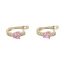 14ct Yellow Gold Cubic Zirconia And Pink Heart Stone Set Earrings