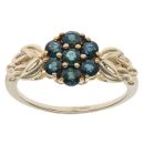 9ct Yellow Gold Green Gemstone Flower Cluster Ring
