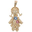 9ct Yellow Gold Multi Gemstone School Girl Pendant