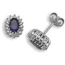 9ct White Gold 0.25ct Diamond & Amethyst Stud Earrings