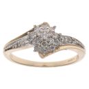 9ct Yellow Gold 0.33ct Brilliant Cut Diamond Cluster Ring