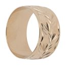 9ct Yellow Gold Patterned Leaf Wedding Band 9.6mm
