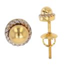 22ct Yellow And White Gold Cord Ball Stud Earrings