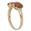 9ct Yellow Gold 0.05ct Brilliant Cut Diamond and Multi Gemstone Ring
