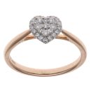 18ct Rose Gold 0.25ct Brilliant Cut Diamond Heart Cluster Ring