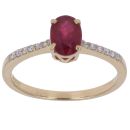 18ct Yellow Gold 0.07ct Diamond And Ruby Single Stone Ring
