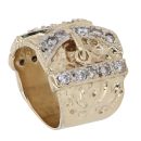 9ct Yellow Gold Cubic Zirconia Double Buckle Ring