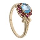 9ct Yellow Gold Aquamarine Multi Gemstone Cluster Ring