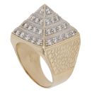 9ct Yellow Gold Cubic Zirconia Pyramid Signet Ring