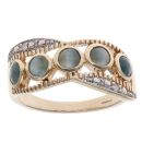 9ct Yellow Gold 0.05ct Cut Diamond and Cat`s Eye Ring