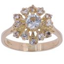 14ct Yellow Gold Colourless Gemstone Cluster Ring