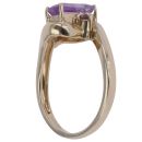 9ct Yellow Gold Amethyst Three Stone Twist Ring