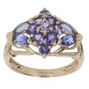 9ct Yellow Gold Tanzanite Cluster Ring