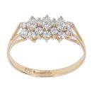 9ct Yellow Gold Cubic Zirconia Triple Cluster Ring