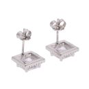 Sterling Silver Cubic Zirconia Princess Halo Stud Earrings by Icesia