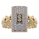 14ct Yellow Gold Monaco Classic Flex Pave Link Signet Ring