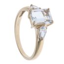 9ct Yellow Gold Blue Prasiolite Three Stone Ring