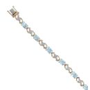 9ct Yellow Gold 0.12ct Diamond and Aquamarine Bracelet 7"