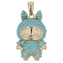 14ct Yellow Gold Blue Gemstone Bunny Pendant