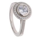 Silver Cubic Zirconia Halo Cluster Ring By Icesia