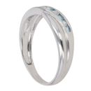 9ct White Gold Cubic Zirconia and Aquamarine Crossover Ring