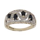 9ct Yellow Gold 0.10ct Brilliant Cut Diamond and Sapphire Fancy Ring