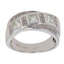 18ct White Gold 1.00ct Princess And Brilliant Cut Diamond Crossover Ring