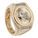 14ct Yellow And White Gold Cubic Zirconia Anchor Signet Ring