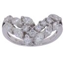 18ct White Gold 1.10ct Brilliant and Marquise Cut Diamond Wishbone Ring