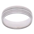 9ct White Gold Striped Patterned Wedding Band 6.9mm