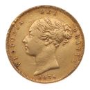 1876 Victoria Young Head UK Half Sovereign Coin